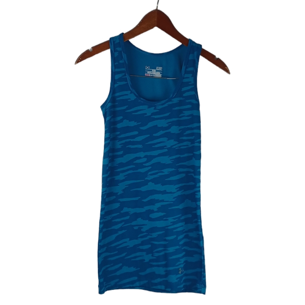 Under Armour Ribbed Athletic Tank Top - Teal Camo Size Small